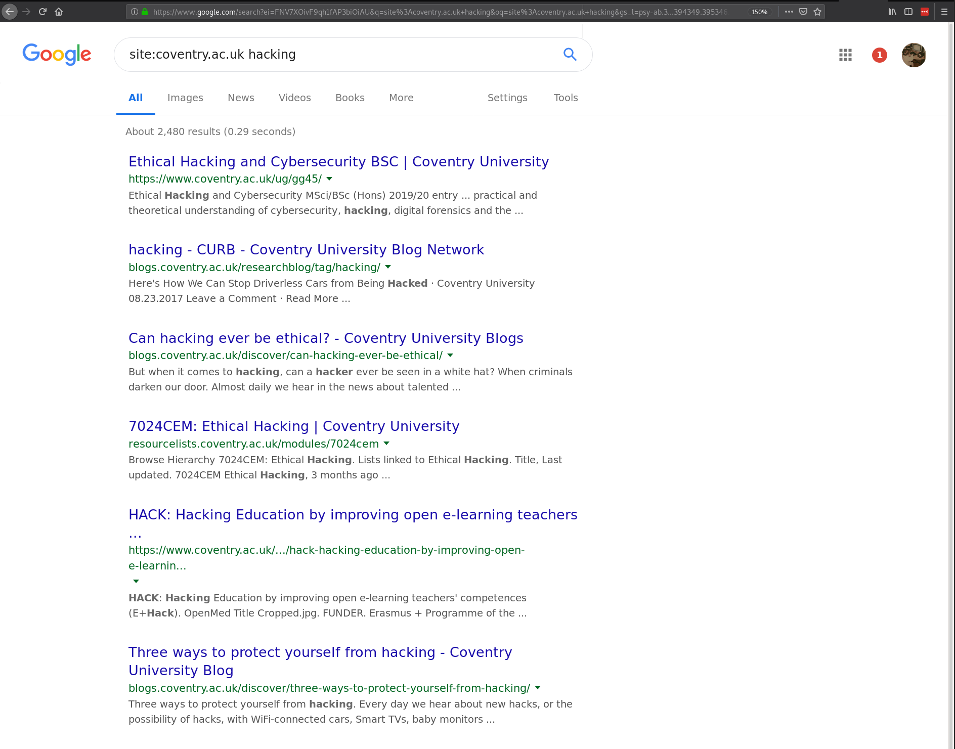 Limiting search results to a site