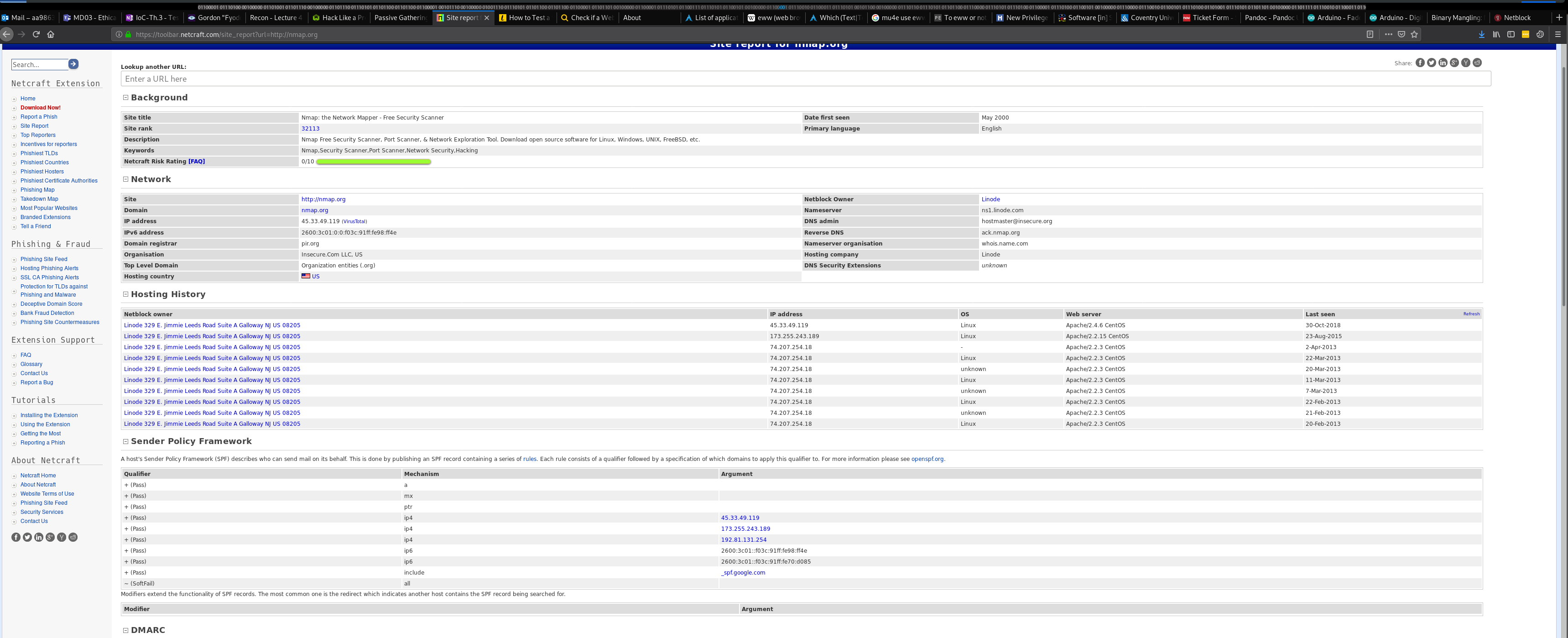 Netcraft: Network and Hosting History