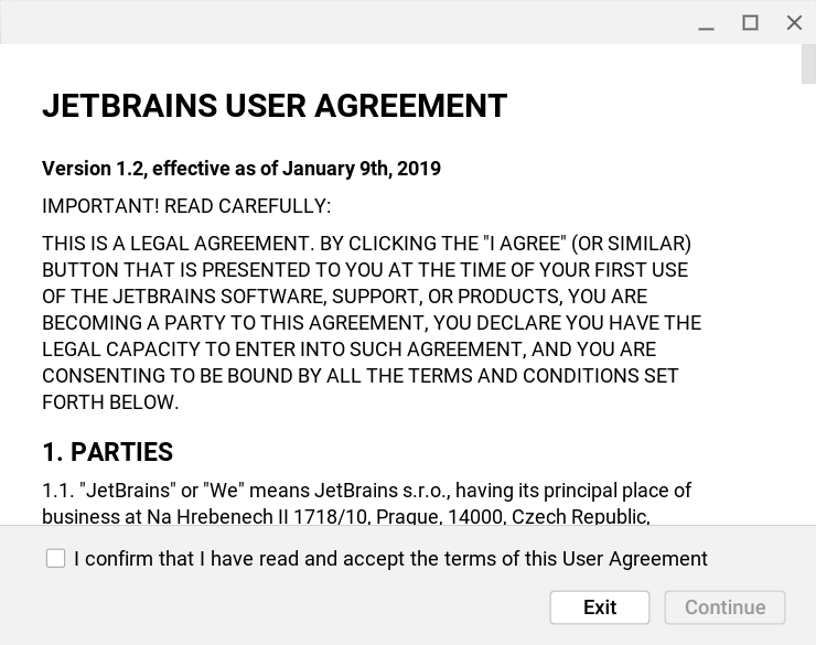 The T&C's for Jetbrains IDE