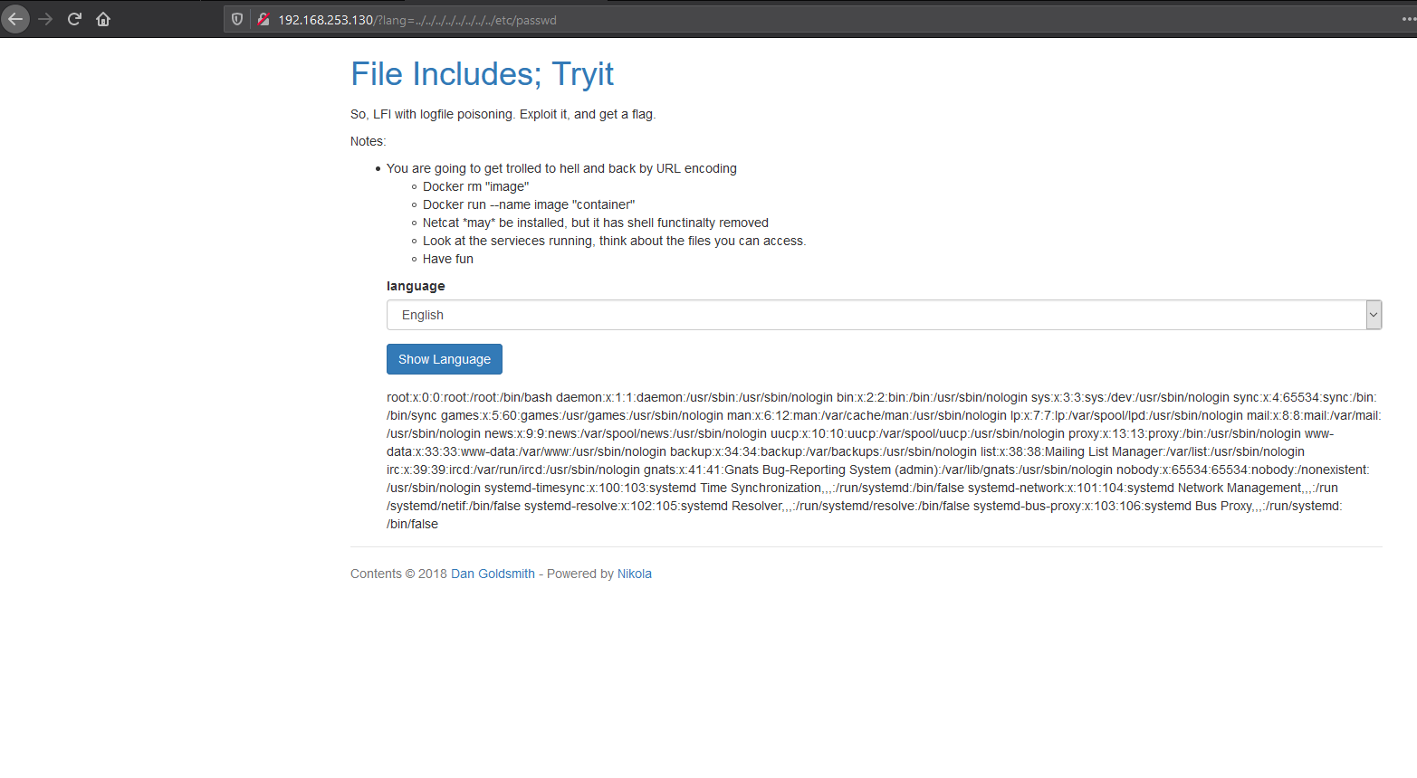 Accessing the /etc/passwd file